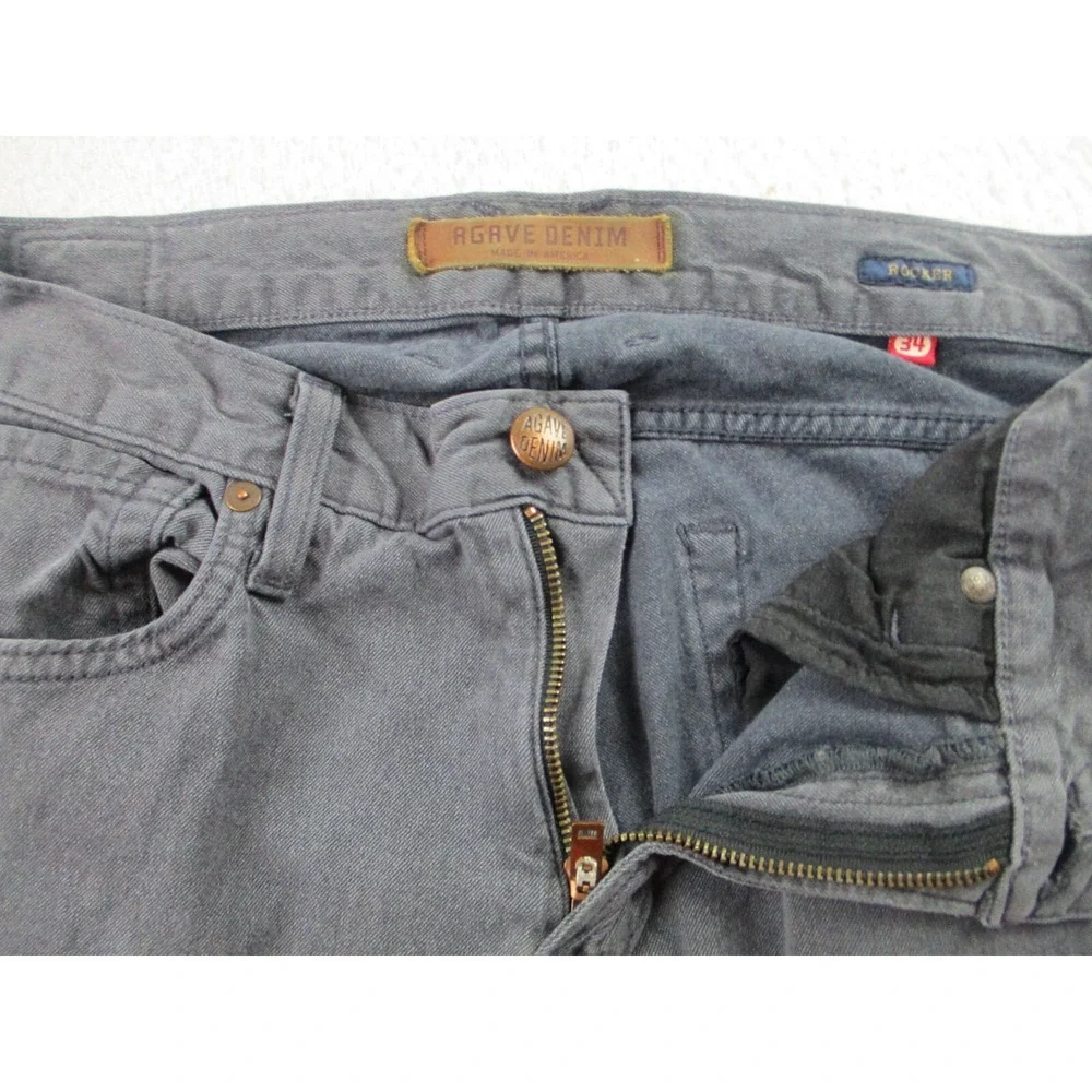 Agave Denim Rocker Jeans Mens 34x33 Gray Classic Taper‎ Straight Made In USA